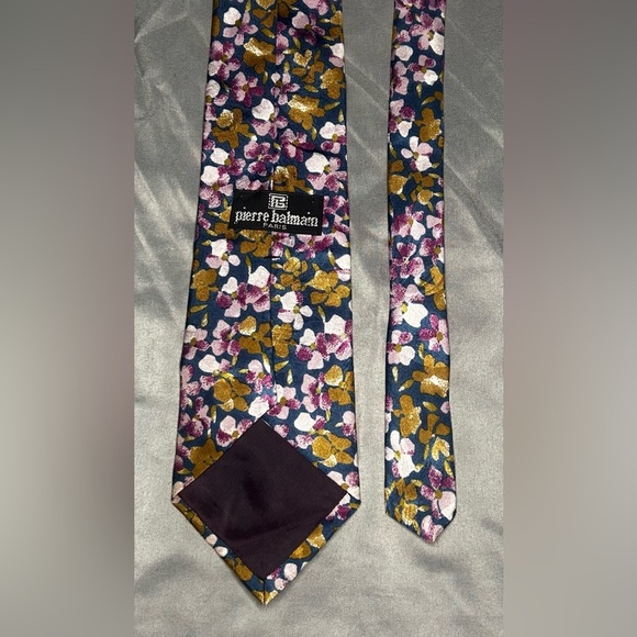 Men’s Pierre Balmain Vintage Blue Pink Green Floral Designer Regular Silk Tie - Picture 2 of 3